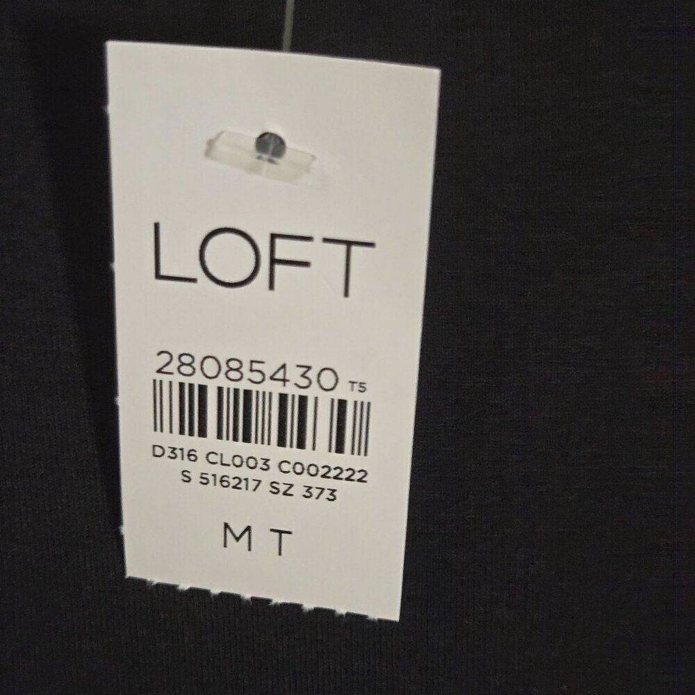 Loft NWT Black Jersey Swing Dress Size MT - Picture 6 of 7